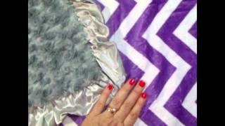 Personalized Purple Chevron Charcoal Swirl Gray Ruffle Minky Blanket