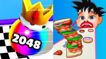 Ball Merge 2048 Vs Sandwich Runner | All Level Gameplay Walkthrough Android.iOS New Update!