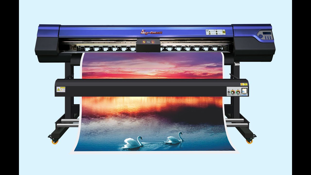 Sky Color SC-6162S Eco Solvent Printer 1 6m with double heads - YouTube