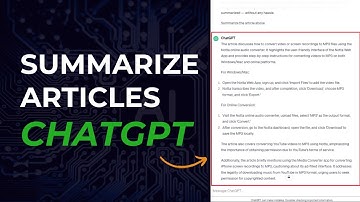 How to Use ChatGPT to Summarize an Article | Latest Guide
