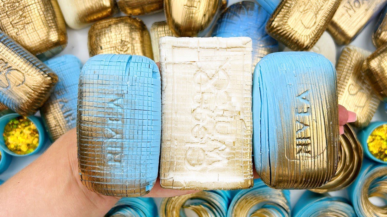 [ASMR]Compilation set★ASMR SOAP★Crushing soap★Cutting soap cubes★FOAM&GLITTER&STARCH★