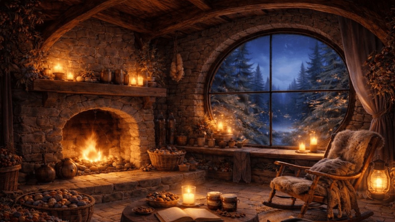 Fireplace Ambience at Night 🔥 | Soft Piano for Relaxing Evening