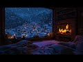 Peaceful Snowy Evening 😴 Crackling Fire Sounds for Cozy Sleep and Relaxation Tonight