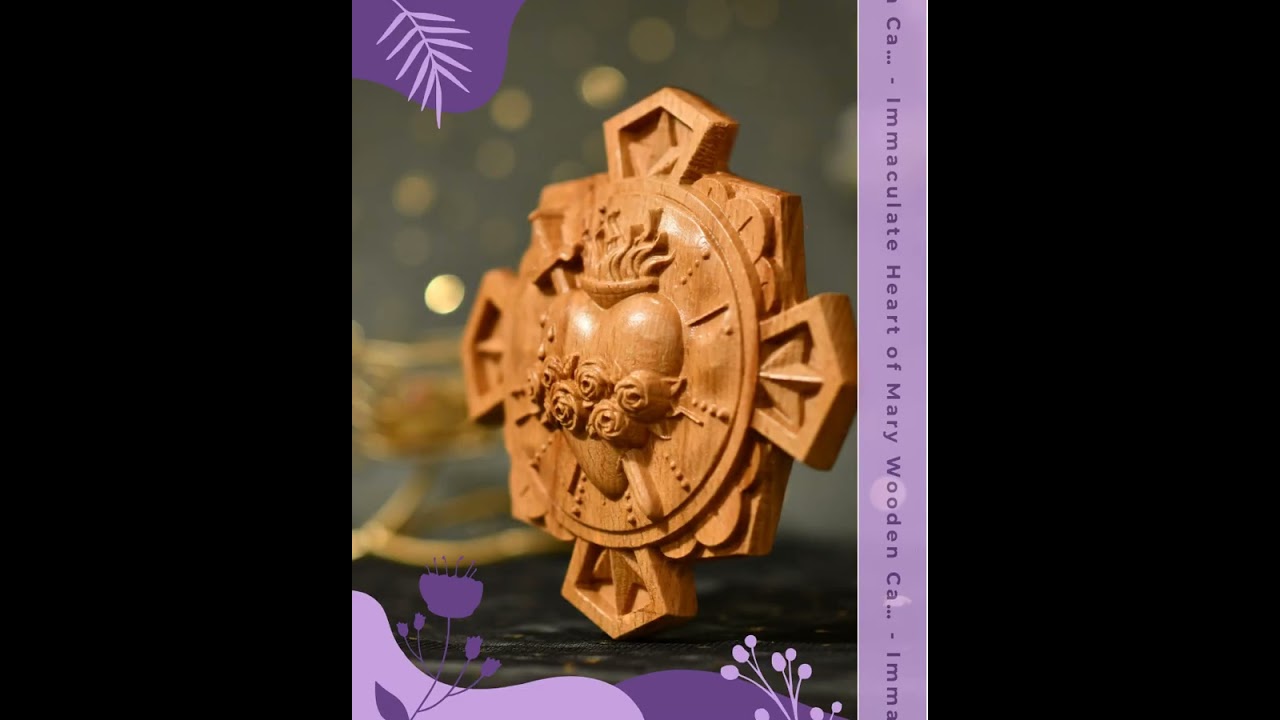 Immaculate Heart of Mary Wooden Catholic Icon Religious Gift Handmade Home Decor Catholic Gift Ch...