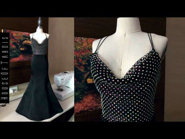 1/2 Scale Rhinestone Cowl Neck Backless Mermaid Gown| Tutorial - YouTube 1-2-scale-rhinestone-cowl-neck-backless-mermaid-gown-tutorial-youtube