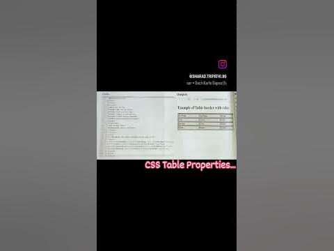 CSS Table Properties - YouTube