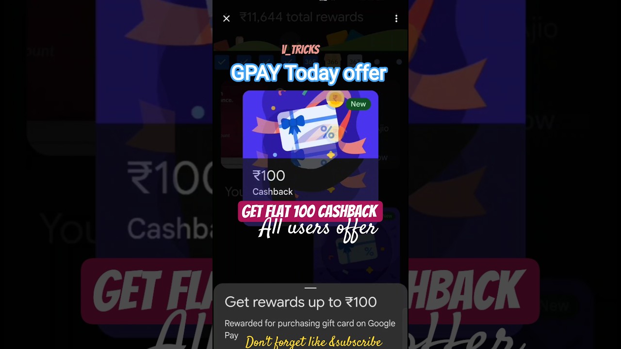 Gpay Flat 100 Cashback Offer |  Google Pay Flat 40% Cashback Offer | GPay Today offer 