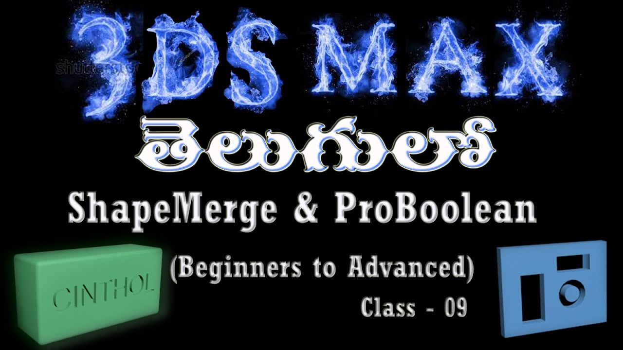 3ds Max Tutorial : ShapeMerge & ProBoolean | 3ds max telugu 2023 ...