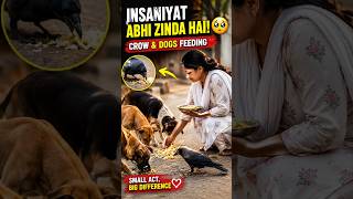 ❣️Insaniyat Abhi Zinda Hai! 🥹 Crow & Dogs Feeding 🐦️🐕️ #shorts #ytshorts
