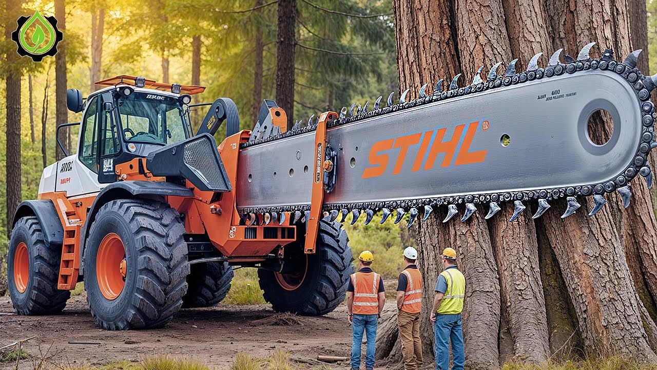 Extreme Dangerous Fastest Big Chainsaw Cutting Tree Machines | Monster Stump Removal Excavator #24