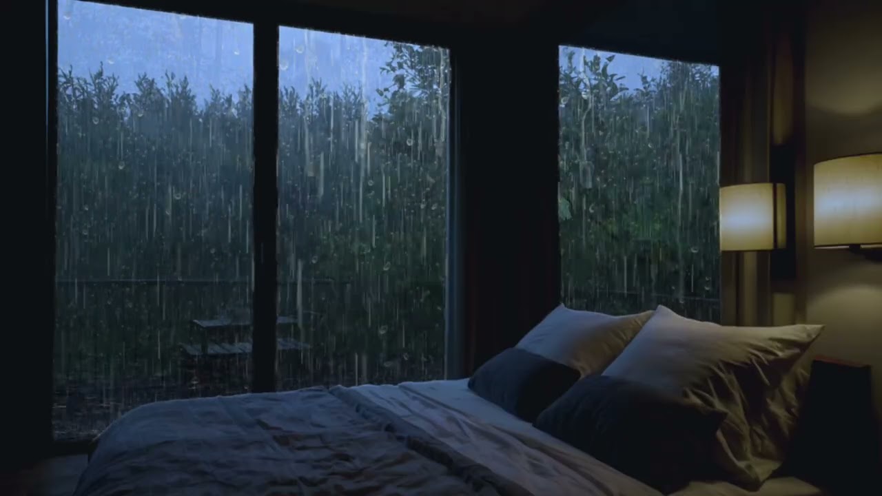 Нежный дождь за пределами уютной каюты, спокойная атмосфера сна, ASMR 10 часов
