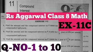 RS Aggarwal Class 8 Math|Ex-11C|Compound interest|Q-NO-1 to 10|#mathmanner #class8mathcompoundintere