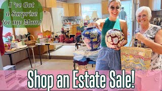 Shopping An Estate Sale  Thrift With Us for Vintage Home Decor & Fashion  Surprising my Mom!