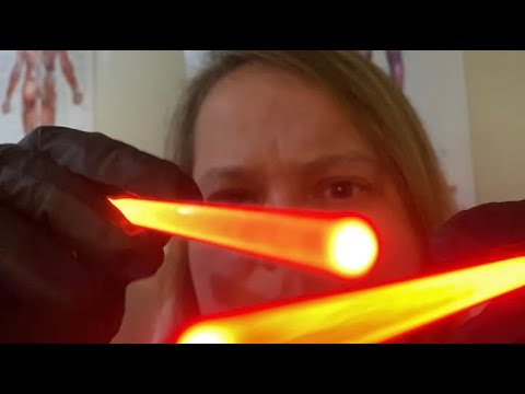 ASMR Eye Exam Soft Spoken Up Close Scanning , Beeping , Tapping ,  Rubbing , Light & Visual Triggers
