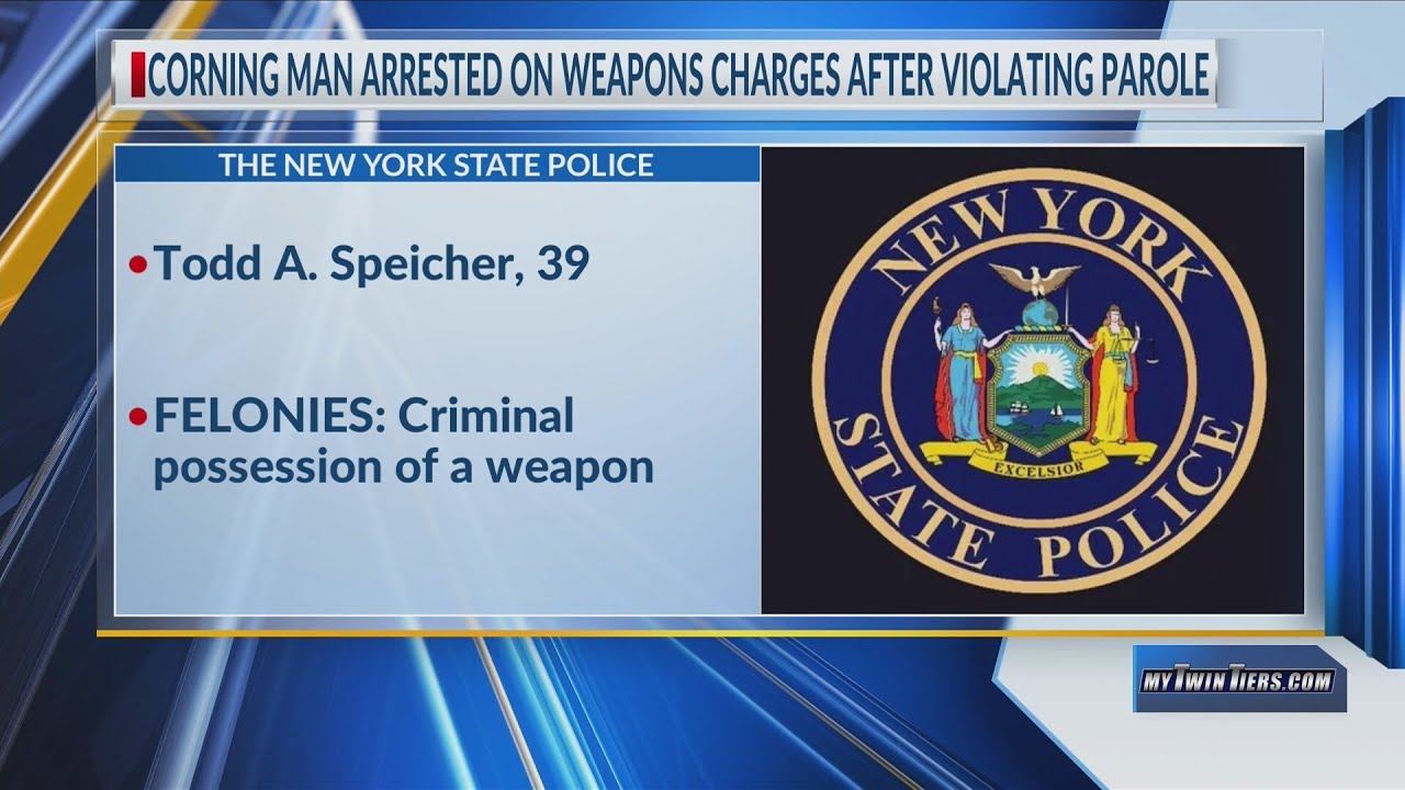 Corning man arrested on weapons charges after violating parole - YouTube