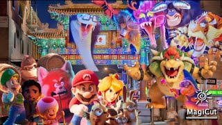 Luca, Mei, animal minions, and The Mario heros vs The Vicious 6, Bowser, and Kamek