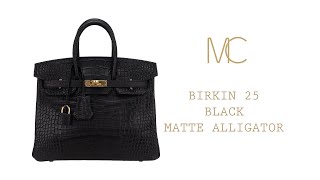 Hermes Birkin 25 Black Matte Alligator Bag Gold Hardware • MIGHTYCHIC •