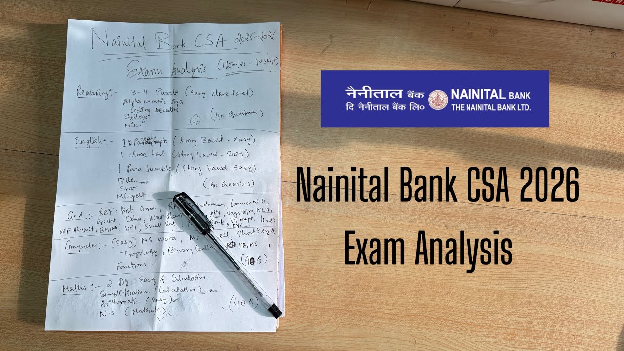 Nainital Bank CSA 2026 Exam Analysis 