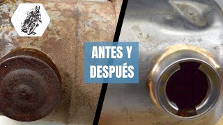 We cleaned a gasoline tank of rust and paint residue.