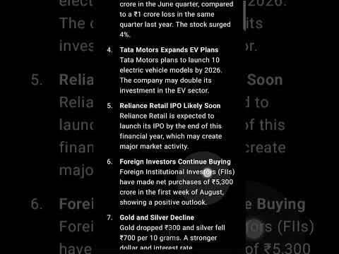 "Top 10 Stock Market Updates – 7 August 2025 | Market Rally, RBI Policy, Zomato Results & More"