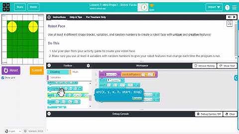 Code org CSD Unit 3 Lesson 7 -Mini Project -  Robot Faces