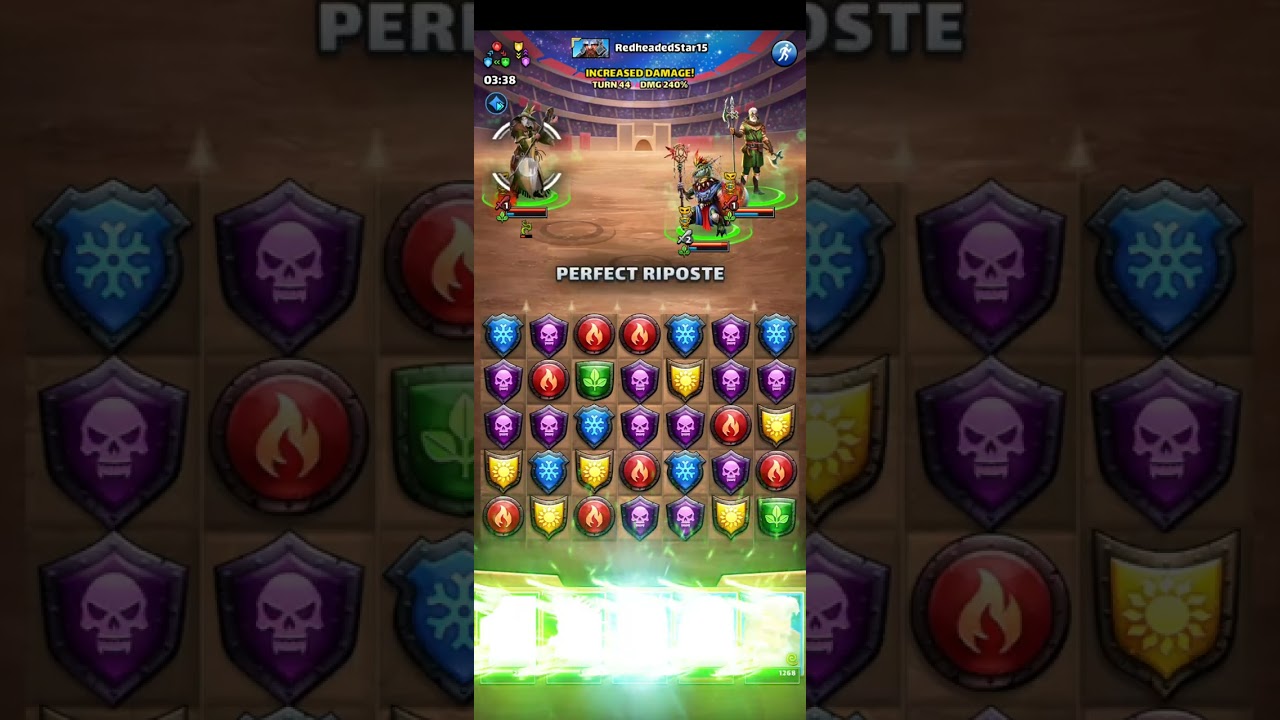 Empires and Puzzles android game. Raid attack.