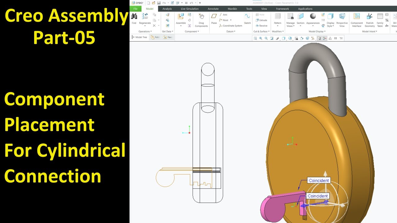 #05 Creo Assembly Design- Component Placement for Cylindrical ...
