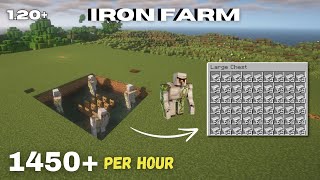 Minecraft 1.20+ Easy IRON Farm Tutorial  1450+ Per Hour!