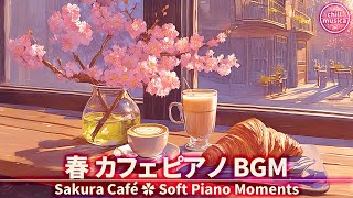 春カフェBGM🌸やさしいピアノと桜で癒すコーヒータイム☕作業用音楽 Spring Cafe Piano ✿ Soft Piano Tunes for Work & Relaxation