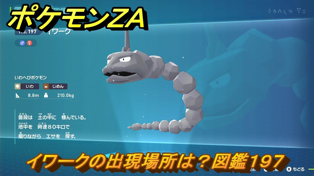 ポケモンZA イワークの出現場所は？図鑑197 ＃191 【Pokémon