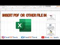 how to attached pdf file in excel sheet/ insert word or other file in excel sheet