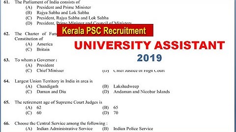 UNIVERSITY ASSISTANT 2019  ( kerala psc solved question paper)