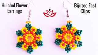 Huichol Beaded Flower Earrings - Fast Clips || DIY earrings