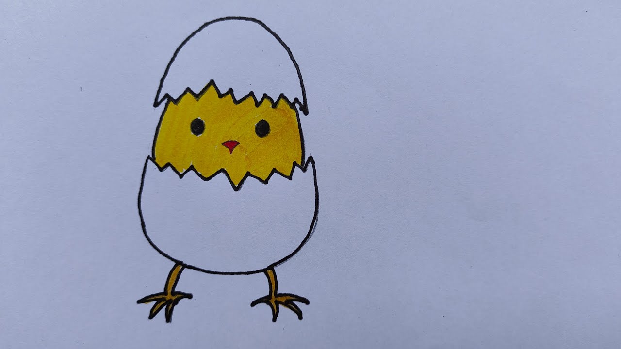 How to draw a Hatching egg/chick easy step-by-step tutorial for beginners and kids