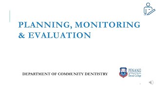 PLANNING, MONITORING AND EVALUATION