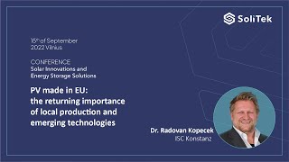 SoliTek Conference 2022: Dr. Radovan Kopecek