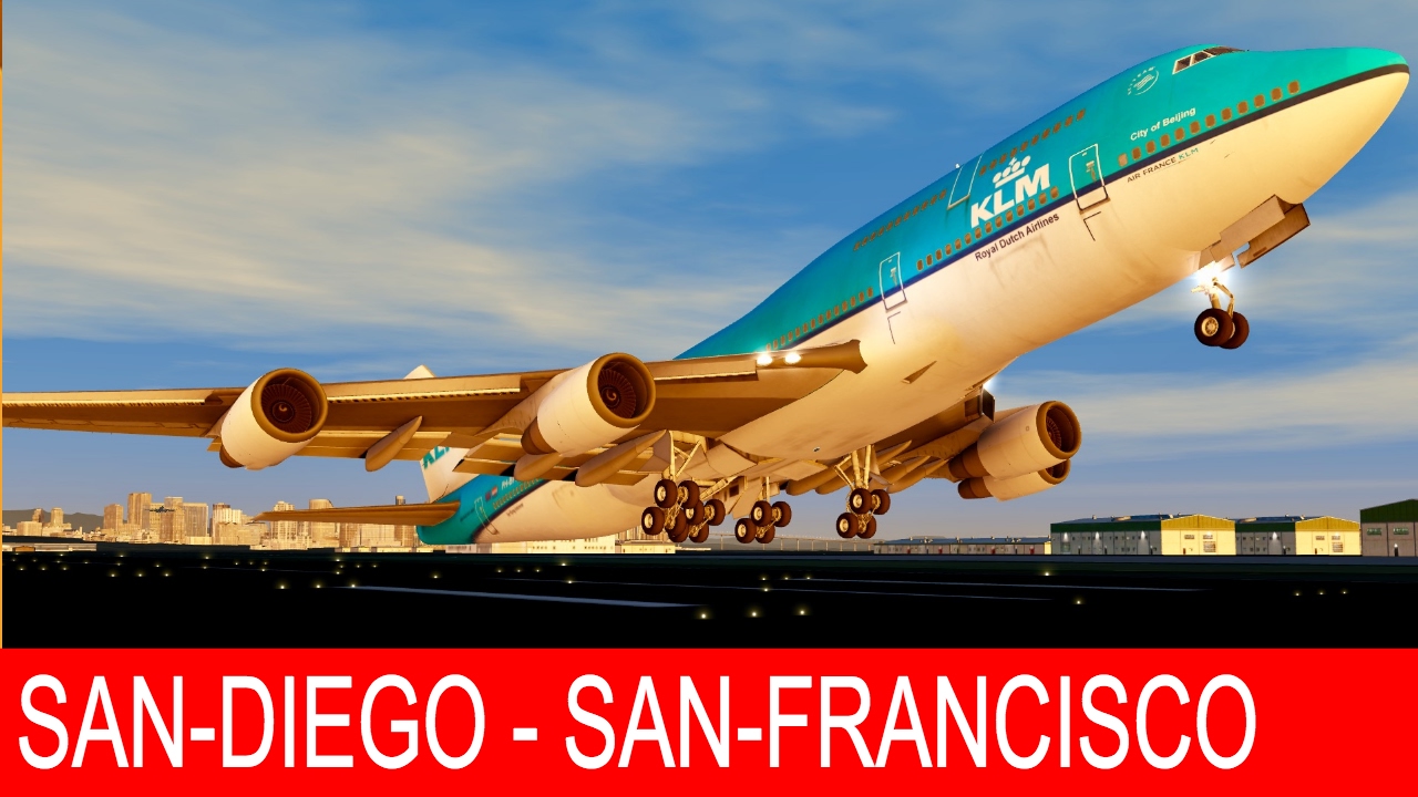 Aerofly 2 Flight Simulator | KLM B747-400 - San-Diego to San-Francisco [Outstanding Scenery]