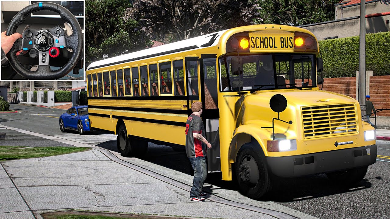 Ls Bus Ride GTA 5 Let's Go To Work as LS School Bus Driver | Steering Wheel ...