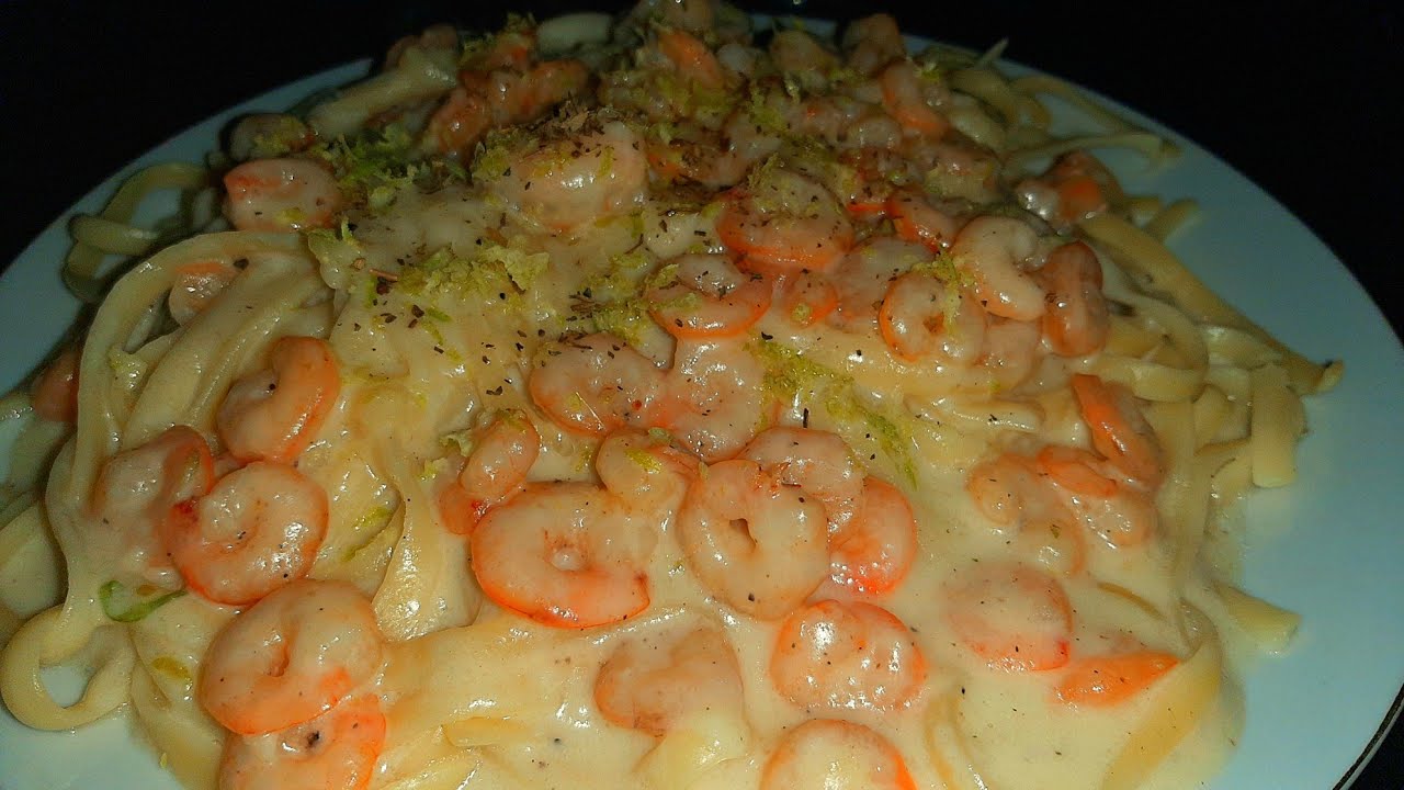 Shrimp with white sauce (how to make creamy shrimp Alfredo( how to make cooking cream for shrimp