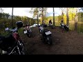 на классических мотоциклах в осень. Honda CL400, Honda CB400SS, Honda VRX, Yamaha SRV