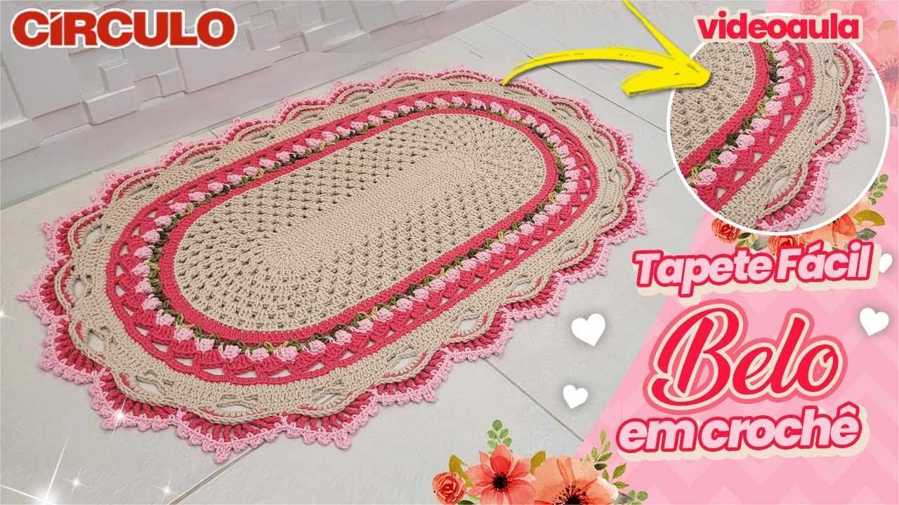 😍 Peça Inovadora! Tapete Belo em Crochê Oval Fácil e Econômico.Ganhe Muito 💵