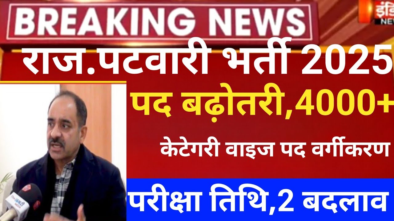 Raj.patwar online form2025/Rajasthan patwari vacancy2025/Rsmssb patwari exam date/patwar latest news