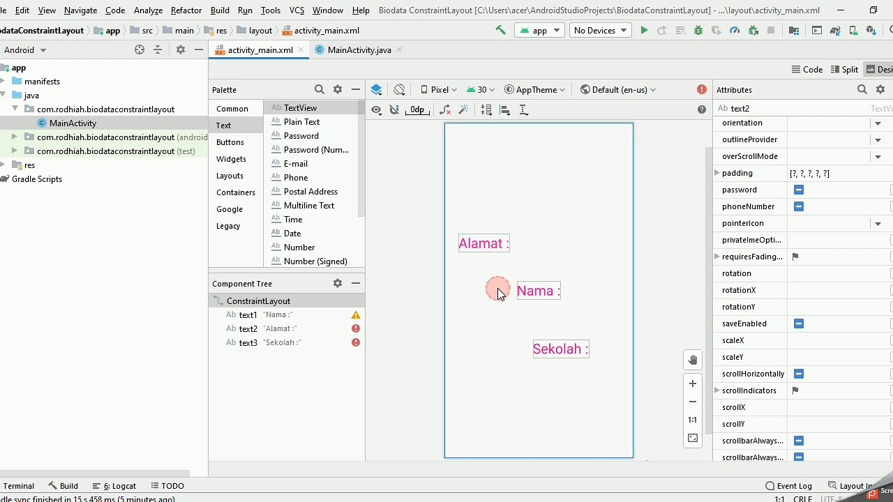Membuat Form Biodata dengan Tekhnik Linear Layout dan Constraint Layout ...