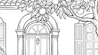 Color by Number Cozy House Orange Tree & Garden Summer Scene Zen Color Soothing Music #coloringbook screenshot 2