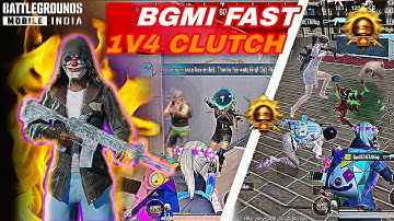 Bgmi Fastest 1v4 Clutch full long gameplay 🔱 5 fingers + Full gyroscope | Fastest 1vs4 Clutches BGMI