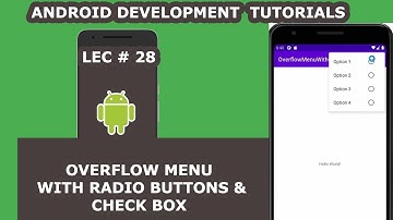 Overflow Menu With Radio Buttons and Check Box in Android App  | 28 | Android Development Tutorial