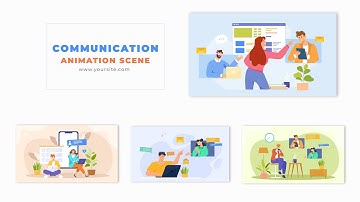 Online Communication Flat Design Character Animation Scene After Effects Template