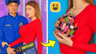 COOL WAYS TO SNEAK MAKEUP ANYWHERE! Funny Girly Tricks by Mariana ZD screenshot 5