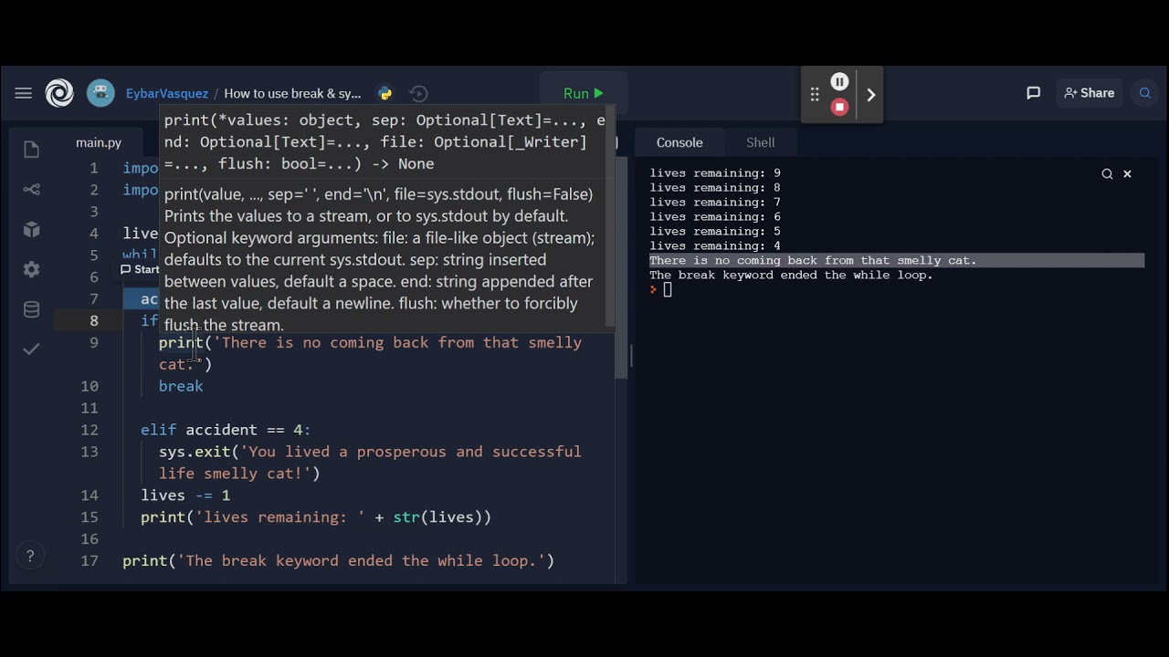 Unit 3 - How To Use Break Keyword  Sys.Exit Function - Python