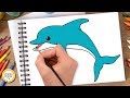Hướng dẫn cách vẽ CON CÁ HEO - Tô màu con cá Heo - How to draw Dolphin